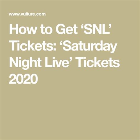 saturday night live tickets
